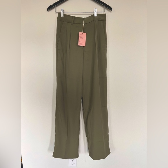 NEW Quince Stretch Crepe Pleated Wide Leg Pant in olive - size small​​​​ - Picture 11 of 11